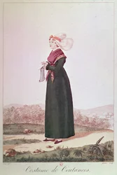 Traje femenino de Coutances, grabado por Georges Jacques Gatine